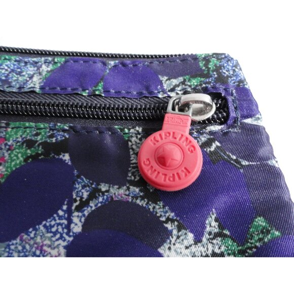 Kipling Purple Leaf Print Small Zippered Pouch - Picture 3 of 4